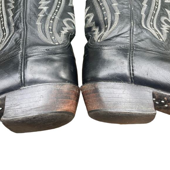 Lucchese 2000 Black Leather Cowboy Boots Snip Toe Mens 8 D main image 5
